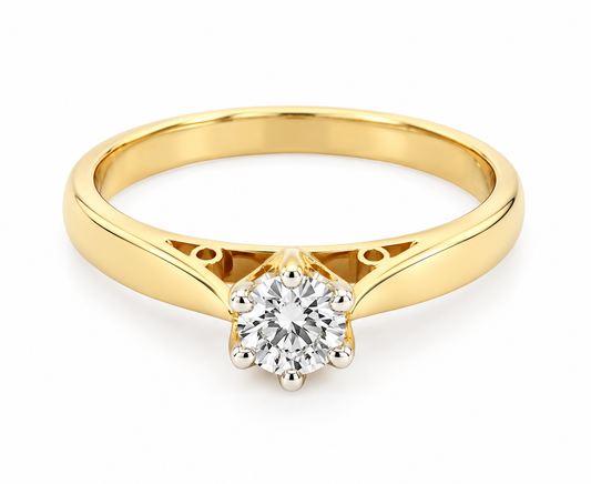 9CT TWO TONE SOLITIARE DIAMOND ENGAGEMENT RING