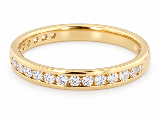 18CT YELLOW GOLD DIAMOND WEDDING BAND