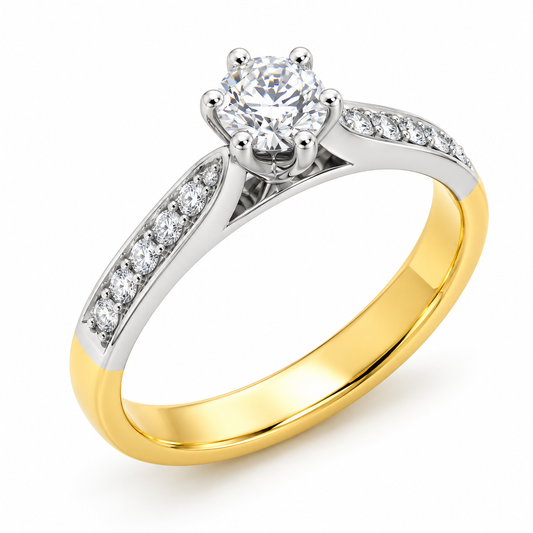 18CT Y/W DIAMOND ENGAGEMENT RING