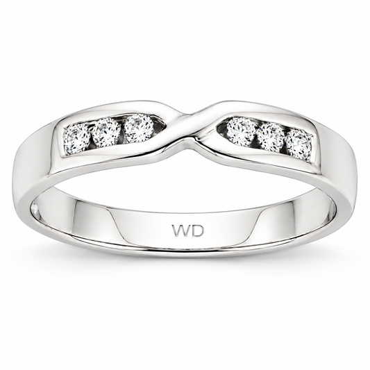 9YG CROSS OVER DIAMOND WEDDER