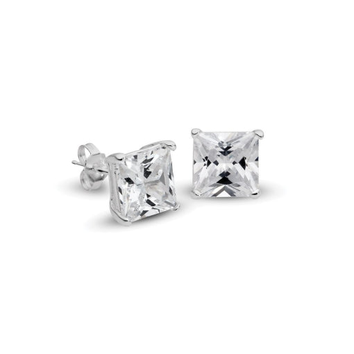 SS SQUARE CZ STUDS 8MM