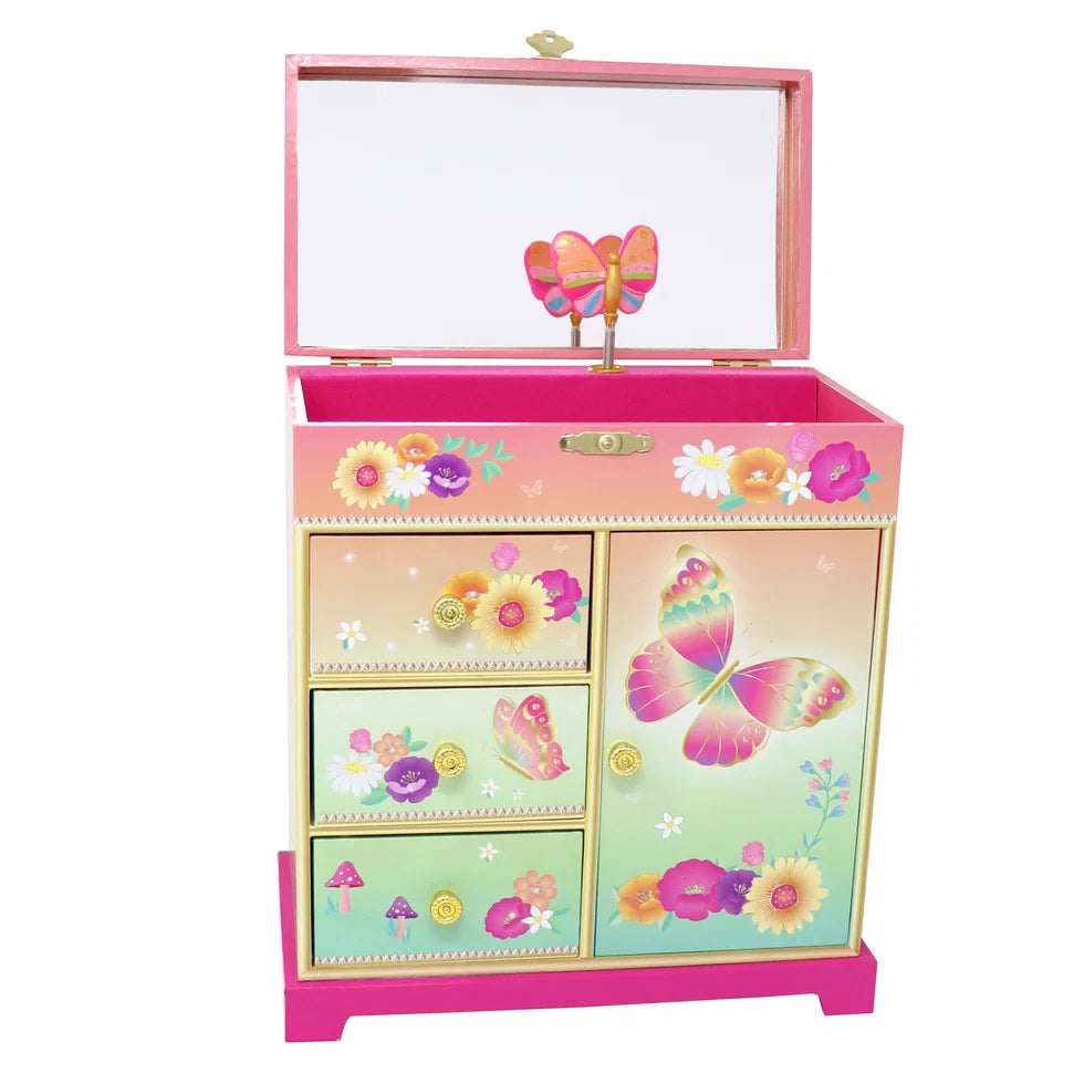 PINK POPPY BUTTERFLY JEWELLERY BOX LRG