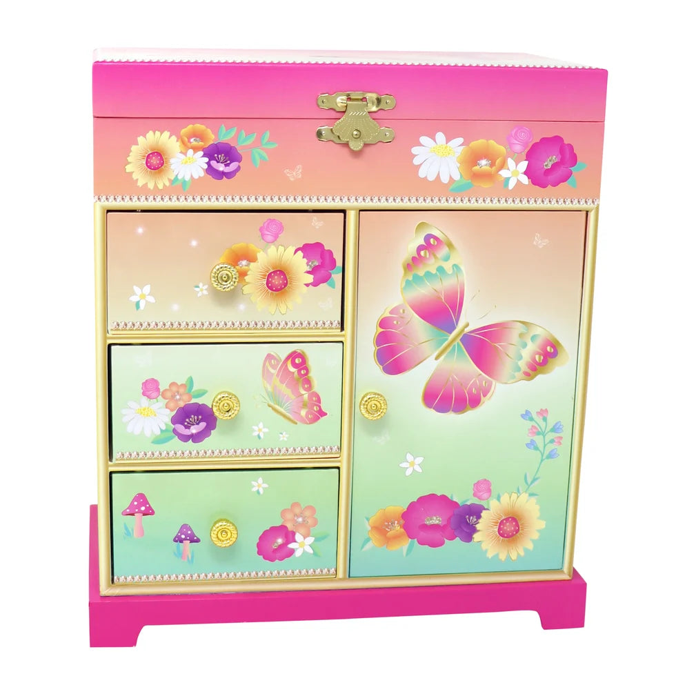 PINK POPPY BUTTERFLY JEWELLERY BOX LRG