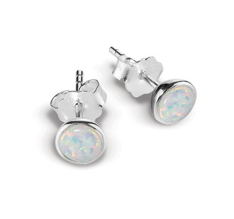 SILVER OPALITE STUDS