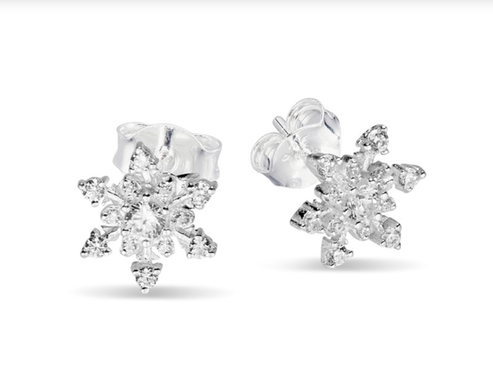 SILVER SNOW FLAKE STUDS