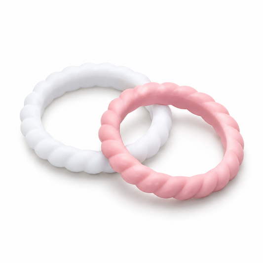 Marshmallow ladies duo silicone rings size 6
