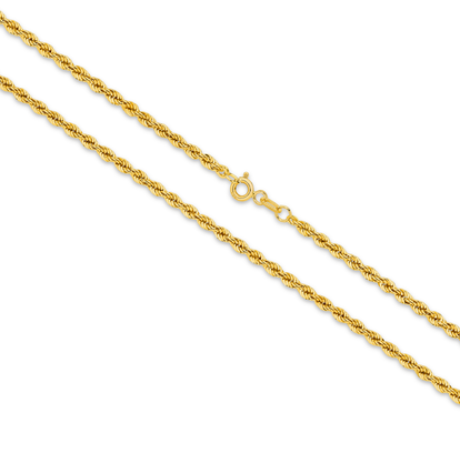 50CM 9CT GOLD HOLLOW ROPE CHAIN