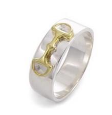 SS WIDE BAND RING WITH GP BIT - SIZE T