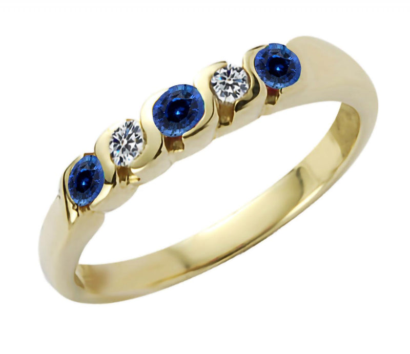 9YG SAPPHIRE & DIAMOND RING
