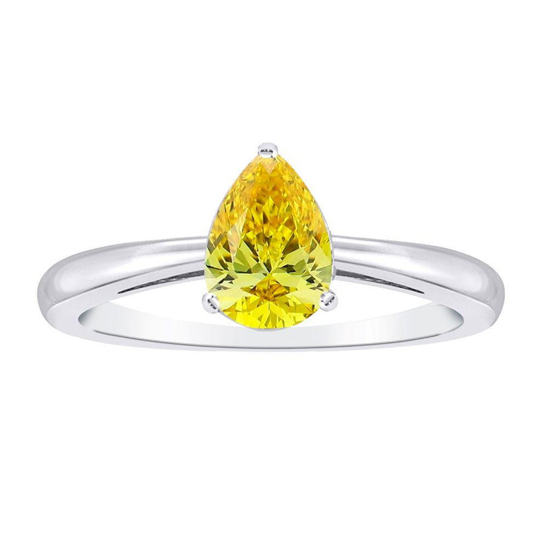 14CT WHITE GOLD YELLOW PEAR SOLITIARE RING