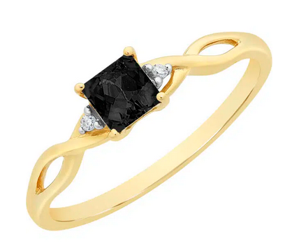 9CT YELLOW GOLD SAPPHIRE & DIAMOND RING