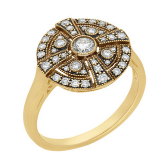 9CT YELLOW GOLD DIAMOND RING