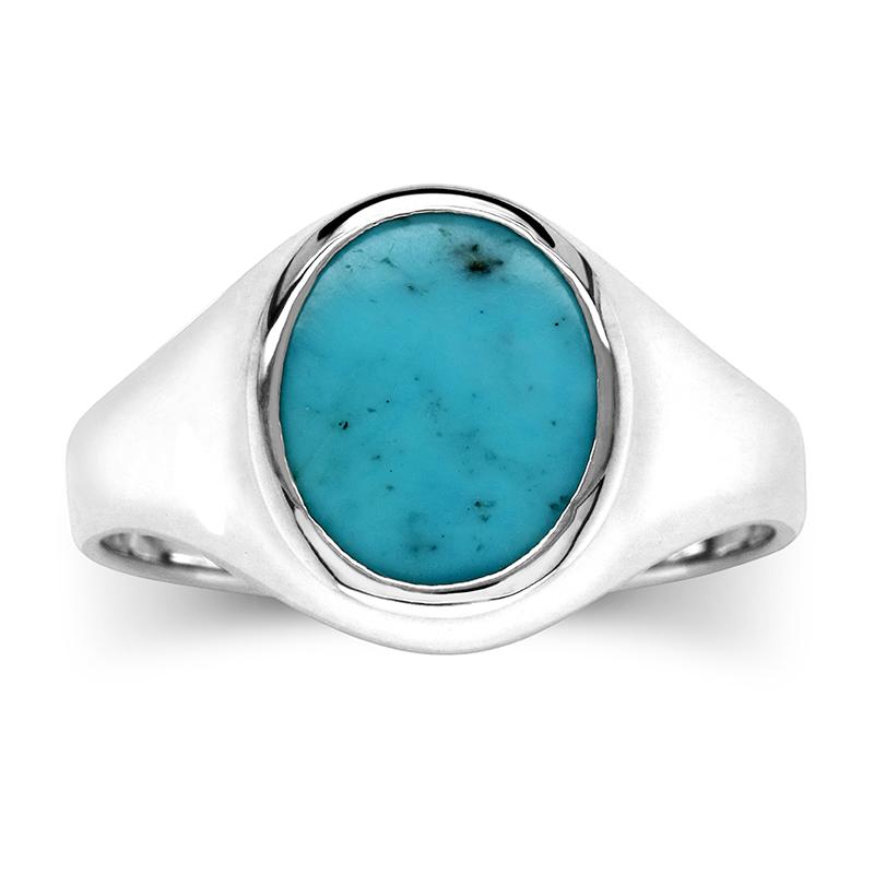 STERLING SILVER SIGNET RING WITH TURQUOISE