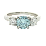 14CT WHITE GOLD BLUE & WHITE DIAMOND TRILOGY RING