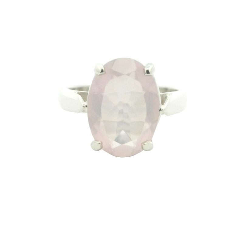 STERLING SILVER ROSE QUARTZ RING