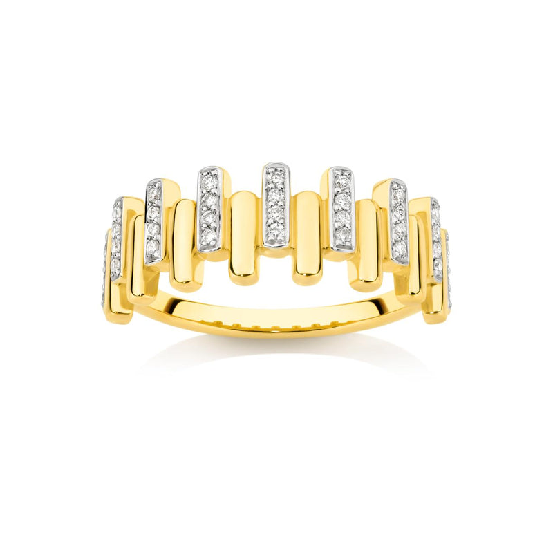 9CT YELLOW GOLD DIAMOND SET DRESS RING