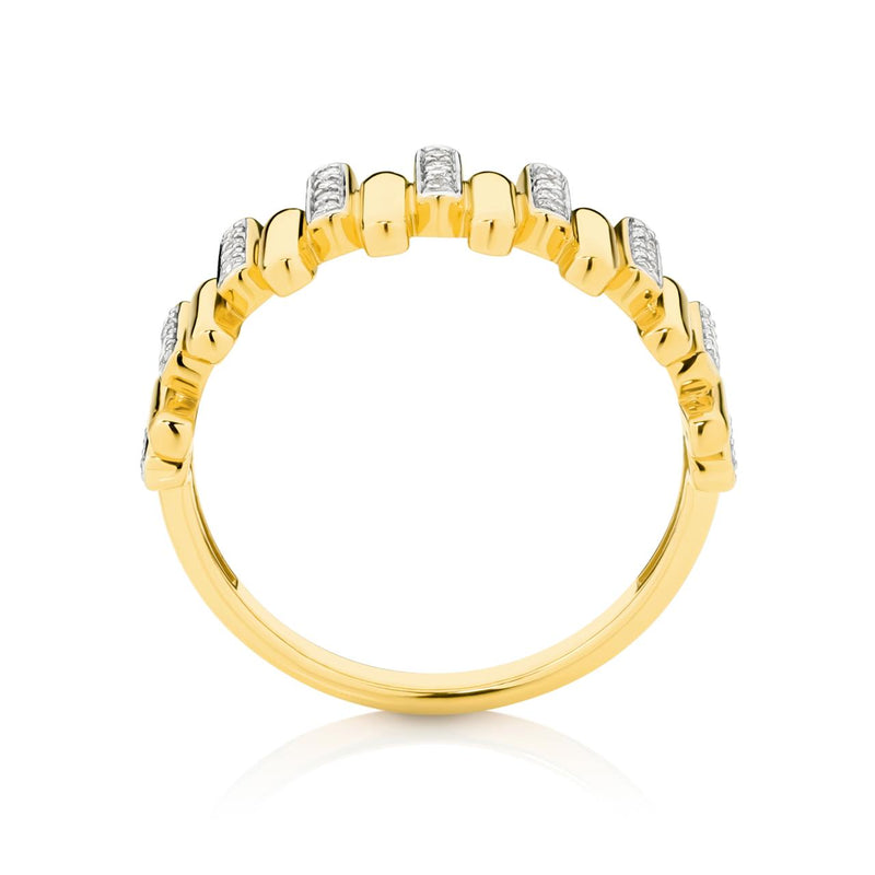 9CT YELLOW GOLD DIAMOND SET DRESS RING