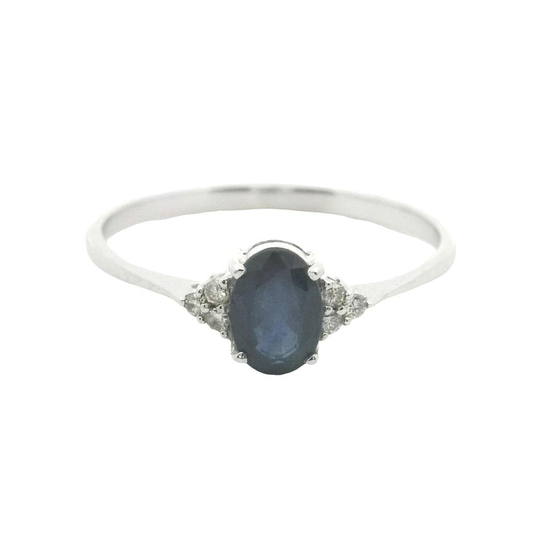 14CT WHITE GOLD SAPPHIRE & DIAMOND RING