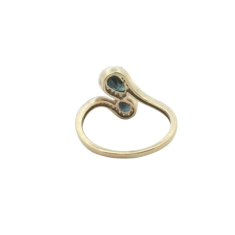 9CT YELLOW GOLD SAPPHIRE & DIAMOND RING