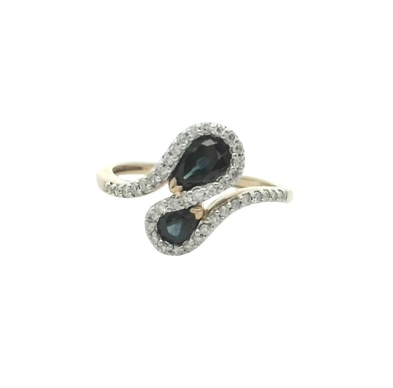 9CT YELLOW GOLD SAPPHIRE & DIAMOND RING