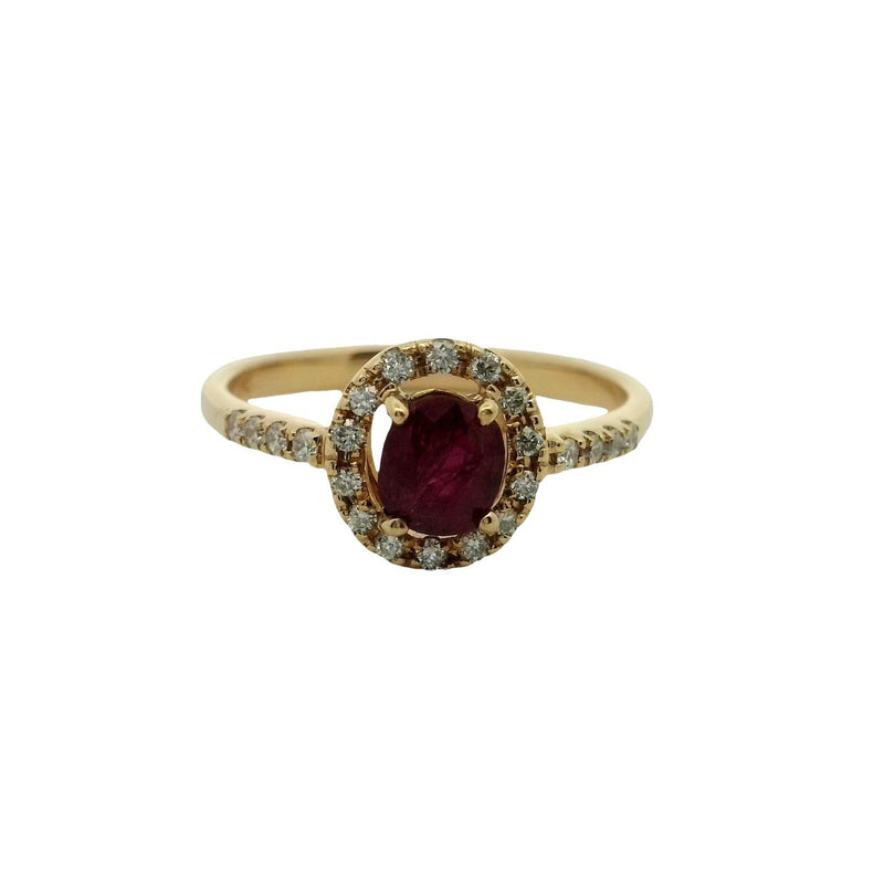 18CT YELLOW GOLD RUBY & DIAMOND RING