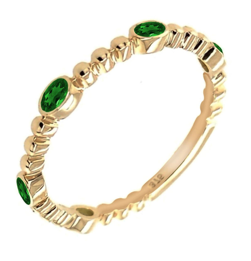 9CT YELLOW GOLD CREATED EMERALD RING