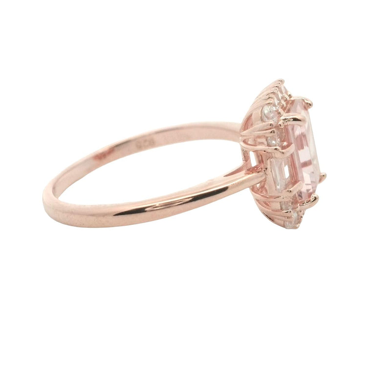 STERLING SILVER ROSE GOLD PLATED CUBIC ZIRCONIA DRESS RING