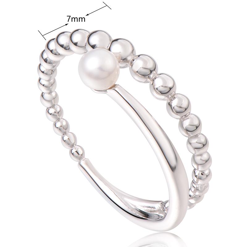 STERLING SILVER BALL RING WITH FRESHWATER PEARL