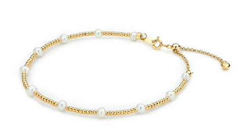 STERLING SILVER GOLD PLATED FRESHWATER PEARL BRACELET