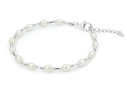 STERLING SILVER FRESHWATER PEARL BRACELET.