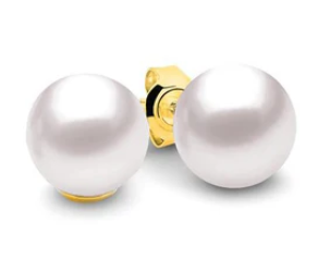 9CT YELLOW GOLD 9MM FRESHWATER PEARL STUDS