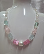 STERLING SILVER PEARL AND GEMSTONE NECKLACE