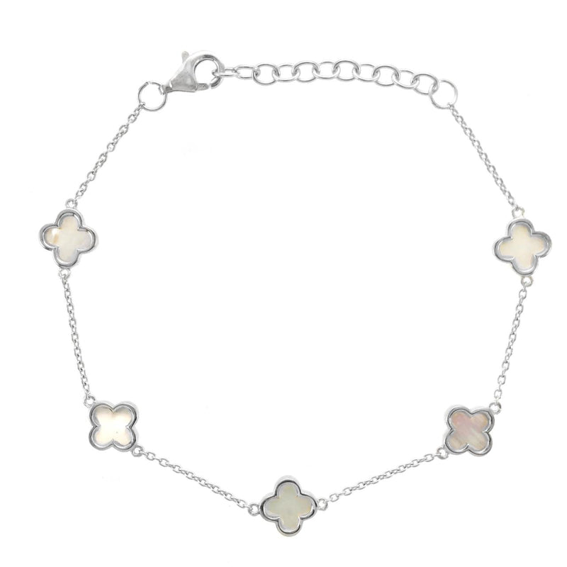 STERLING SILVER MOTHER OF PEARL FLOWER BRACELET