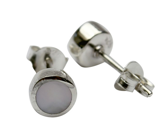 STERLING SILVER 5MM MOTHER OF PEARL STUDS