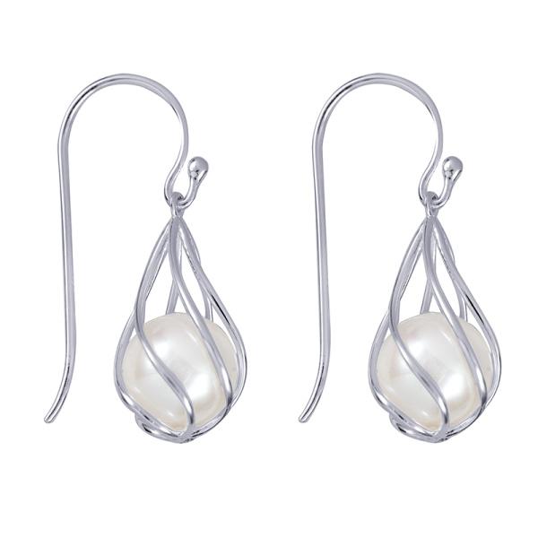 CAGED FRESHWATER CULTURED PEARL EARWIRES