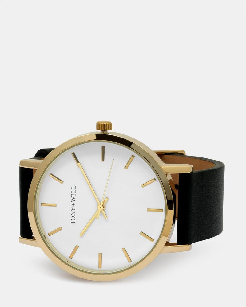 TONY & WILL GOLD WATCH WITH BLACK BAND