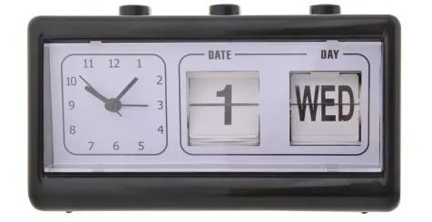 BLACK ALARM CLOCK - CALENDAR