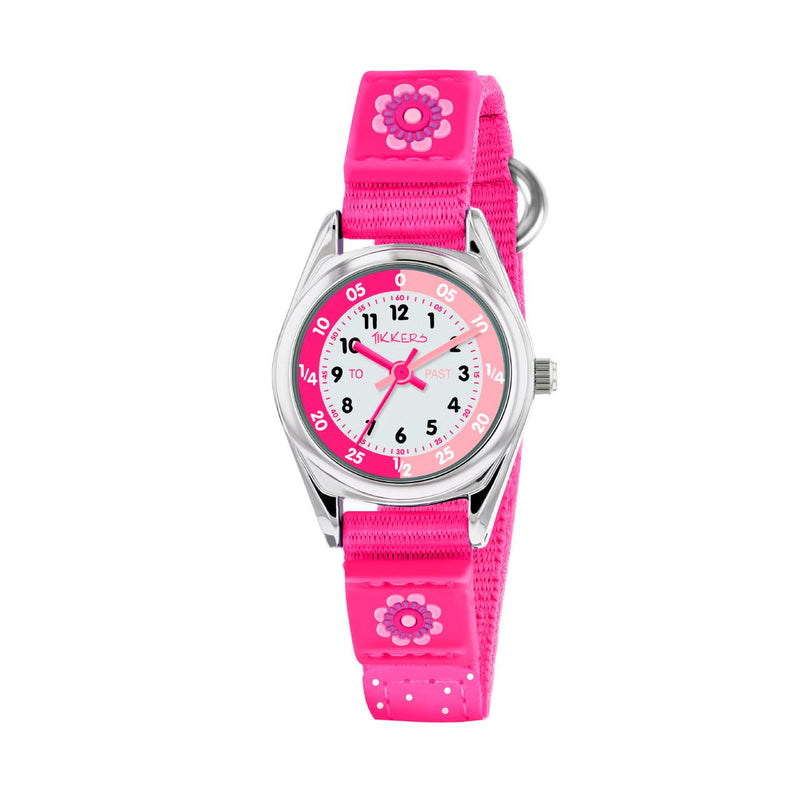 TIKKERS - PINK FLOWER TIME TEACHER WATCH