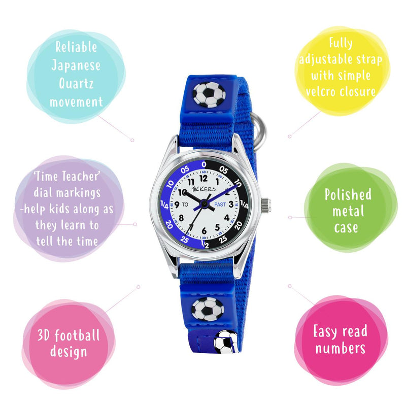 TIKKERS - BLUE SOCCER TIME TEACHER WATCH