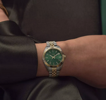 TIMEX LEGACY 36MM TWO TONE CASE AND BRACELET WITH GREEN DIAL