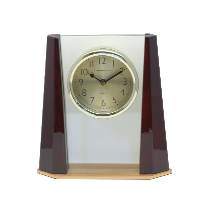 WOOD & GLASS DESK CLOCK