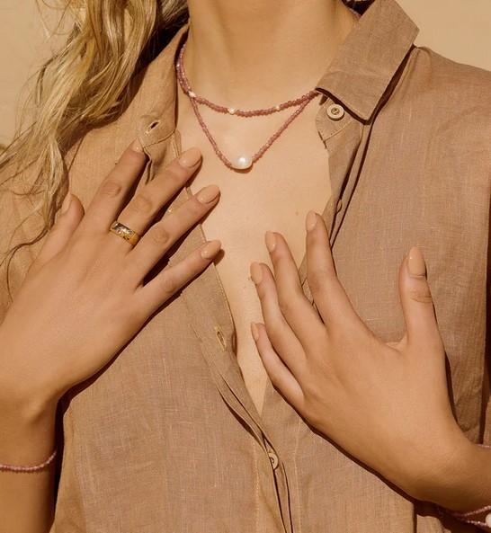 SAFARI PINK TOURMALINE BEADS WITH PEARL