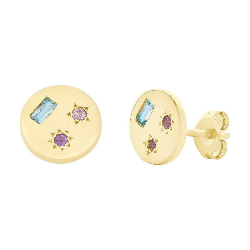 9YG MULTI GEMSTONE EARRINGS