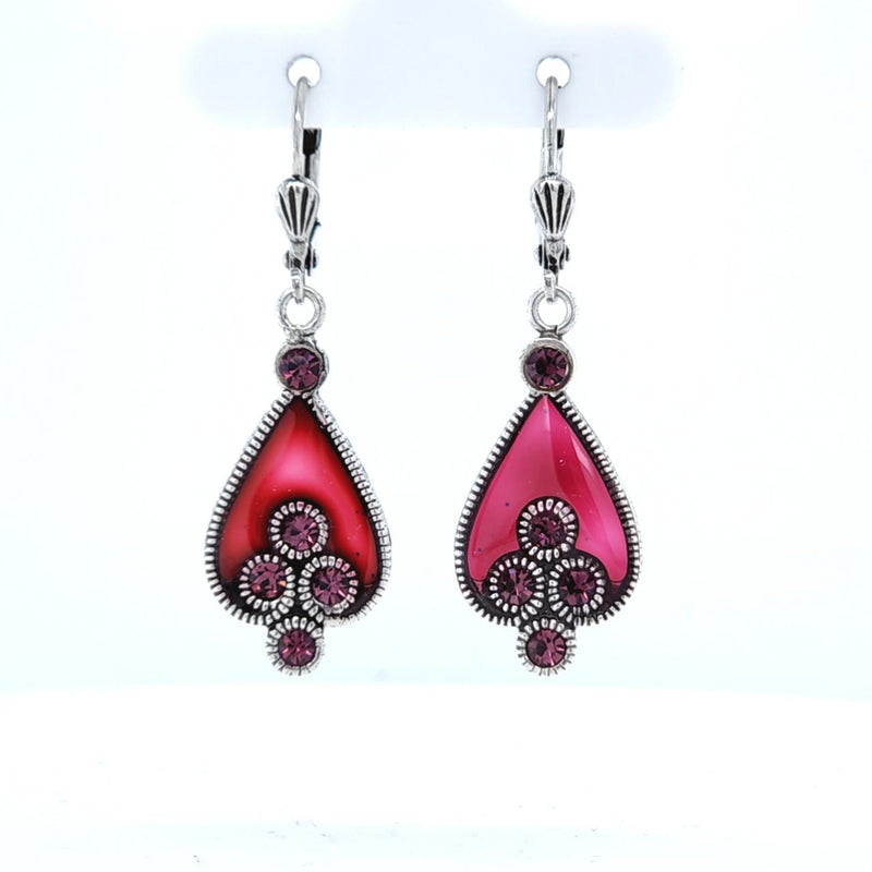 REDDISH PINK ENAMEL DROP EARRINGS