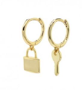SS GP LOCK & KEY EARRINGS