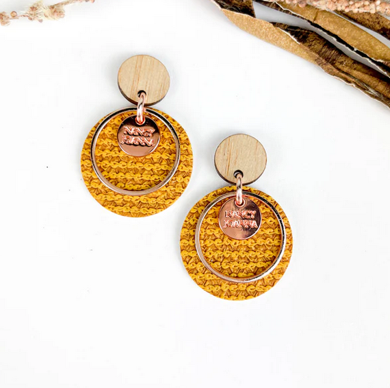MINI MUSTARD ROUND DROP EARRINGS