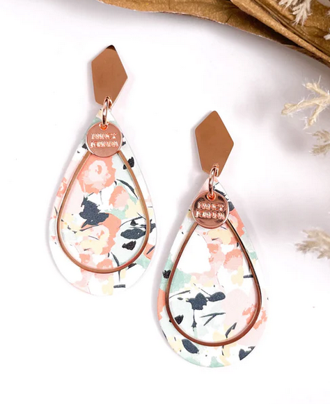 FLORAL TEARDROP EARRINGS - RG