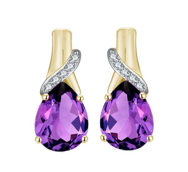 9YG AMETHYST & DIAMOND EARRINGS
