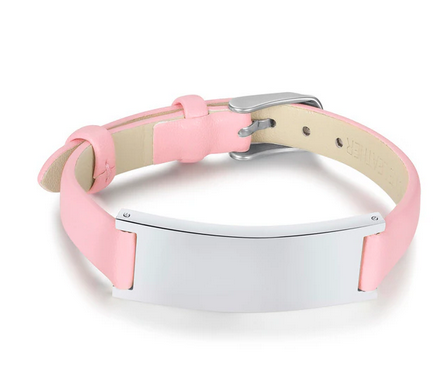 PINK LEATHER ID BRACELET