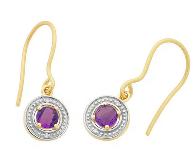 9YG AMETHYST & DIAMOND EARRINGS